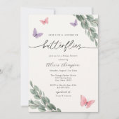 Invitation Papillons et Fête des mariées Eucalyptus (Devant)