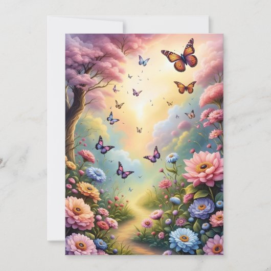 Invitation Papillons et fleurs (Devant)