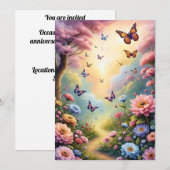 Invitation Papillons et fleurs (Devant / Derrière)