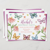 Invitation Papillons et fleurs (Devant / Derrière)