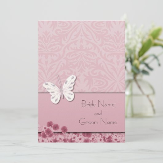 Invitation Papillons Et Fleurs (Debout devant)