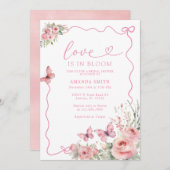 Invitation Papillons et fleurs aiment dans la Fête des mariée (Devant / Derrière)