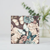 Invitation Papillons et fleurs brunes (Debout devant)
