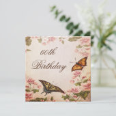 Invitation Papillons et fleurs d'amandes Vintages 60e anniver (Debout devant)