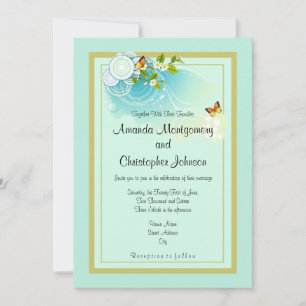 Invitation Papillons et Fleurs en Fleurs  Mariage