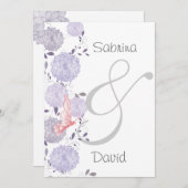 Invitation Papillons et Lavender Chrysanthemum Mariage (Devant / Derrière)