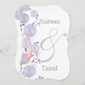 Invitation Papillons et Lavender Chrysanthemum Mariage (Devant / Derrière)