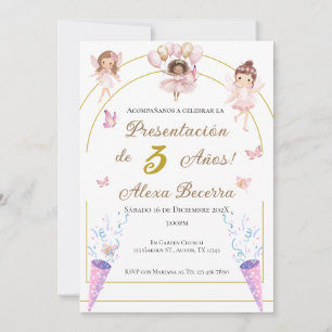 Invitation Papillons et princesses 1er anniversaire en espagn