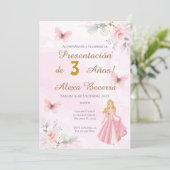 Invitation Papillons et princesses 1er anniversaire en espagn (Debout devant)