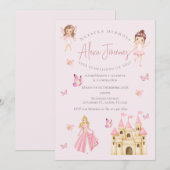 Invitation Papillons et princesses 1er anniversaire en espagn (Devant / Derrière)