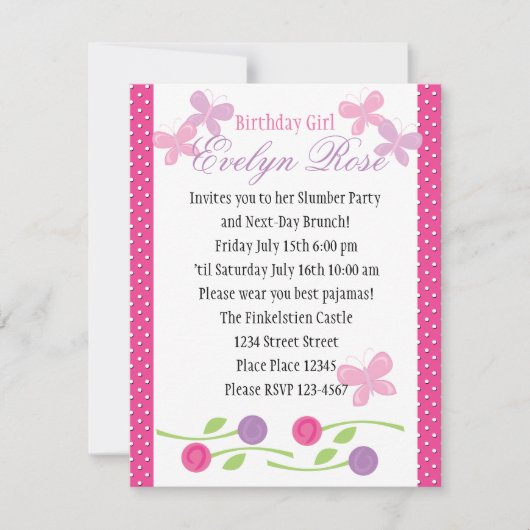 Invitation Papillons et Roses (Devant)