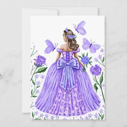 Invitation Papillons et Roses Lilac Princesse Quinceanera (Dos)
