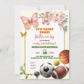 Invitation Papillons et sport Jour de l'Anniversaire (Devant)