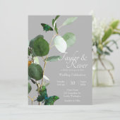 Invitation Papillons & Eucalyptus | Mariage Gris (Debout devant)