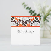 INVITATION PAPILLONS FANTAISIE ORANGE NOIR BLANC (Debout devant)