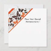 INVITATION PAPILLONS FANTAISIE ORANGE NOIR BLANC (Dos)