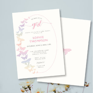Invitation Papillons Fantaisistes Cadre Boho Fille Baby Showe