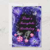 Invitation Papillons Fée Magique Purple Floral Anniversaire (Devant)