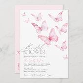 Invitation Papillons Fête des mariées rose pâle (Devant / Derrière)