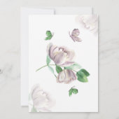Invitation papillons feuille vert fleurs violettes mariage (Dos)