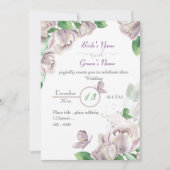 Invitation papillons feuille vert fleurs violettes mariage da (Devant)