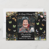 Invitation Papillons fleur sauvage 1 Photo Funéraire Invitati (Devant)