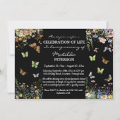 Invitation Papillons fleur sauvage 1 Photo Funéraire Invitati (Dos)