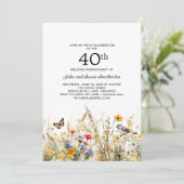 Invitation Papillons fleur sauvage 40e anniversaire (Debout devant)