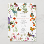 Invitation Papillons fleur sauvage baptisant le baptême (Devant / Derrière)