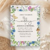 Invitation Papillons fleur sauvage Cadre manuscrit