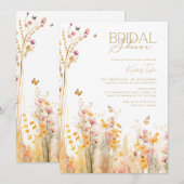 Invitation Papillons Fleur sauvage Fête des mariées de jardin (Devant / Derrière)