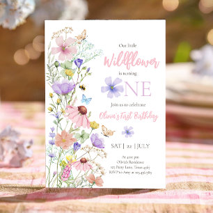 Invitation Papillons fleur sauvage Floral Boho Girl Anniversa
