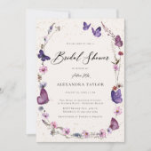 Invitation Papillons fleur sauvage Floral Chic Fête des marié (Devant)