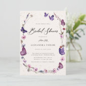 Invitation Papillons fleur sauvage Floral Chic Fête des marié (Debout devant)