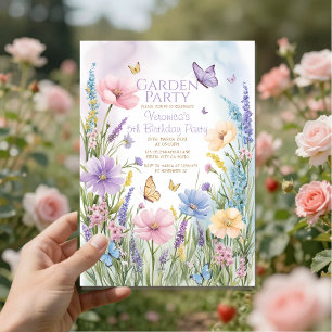 Invitation Papillons Fleur sauvage Jardin Fête Anniversaire