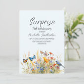Invitation Papillons fleur sauvage Oiseaux Surprise 75e (Debout devant)