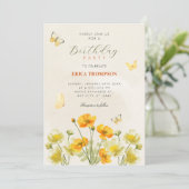 Invitation Papillons fleuris jaunes (Debout devant)