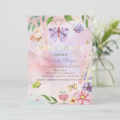 Invitation Papillons Fleurs Baby shower arc-en-ciel (Debout devant)