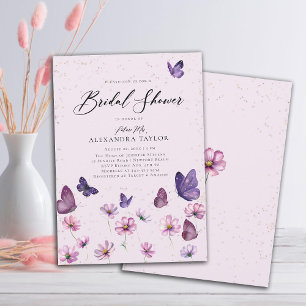 Invitation Papillons fleurs sauvages Purple Garden Fête des m