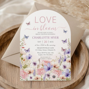 Invitation Papillons Fleurs sauvages rose pourpre Amour en fl
