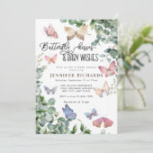 Invitation Papillons Floral | Baby shower Eucalyptus (Debout devant)