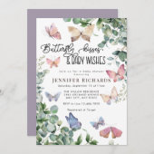 Invitation Papillons Floral | Baby shower Eucalyptus (Devant / Derrière)