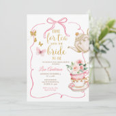 Invitation Papillons Floral Fête des mariées Tea Party (Debout devant)