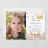 Invitation Papillons Floral Princess Photo 3e anniversaire (Devant)