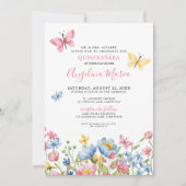 Invitation Papillons Floral Quinceanera (Devant)