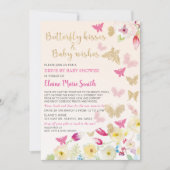 Invitation Papillons Floral Rose Or Conduit Par Baby shower (Devant)