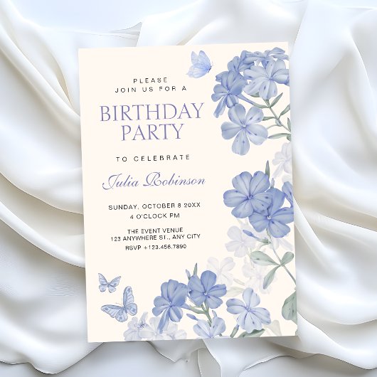 Invitation papillons floraux anniversaire