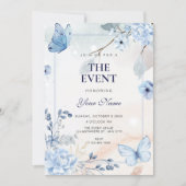 Invitation Papillons floraux bleus  (Devant)