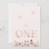 Invitation Papillons floraux Boho rose chic 1er anniversaire (Dos)