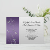 Invitation Papillons floraux d'argent violet Mariage (Debout devant)